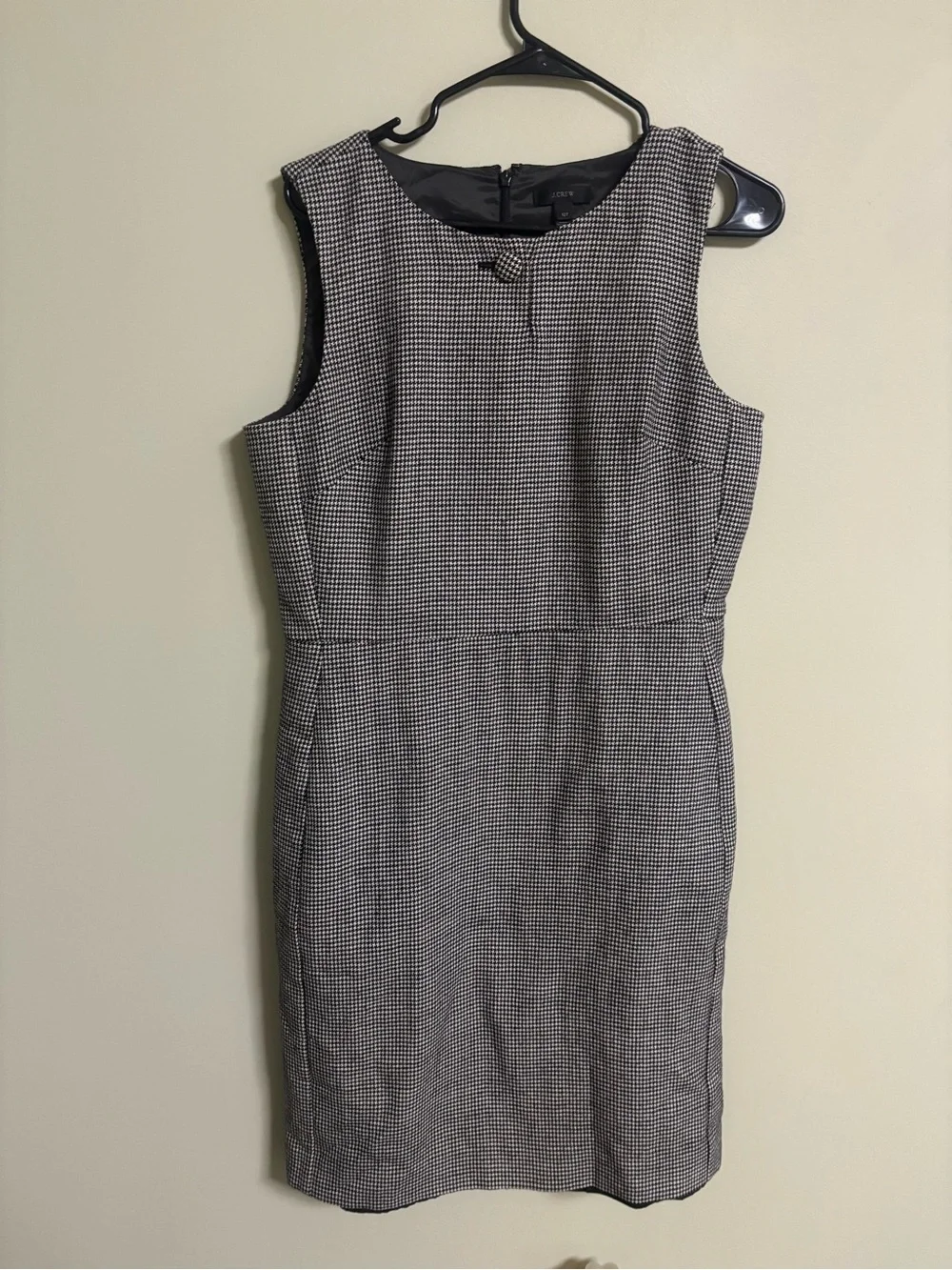 J. Crew Houndstooth Wool Dress Size 12T Sleeveless Button Detail Business Classy